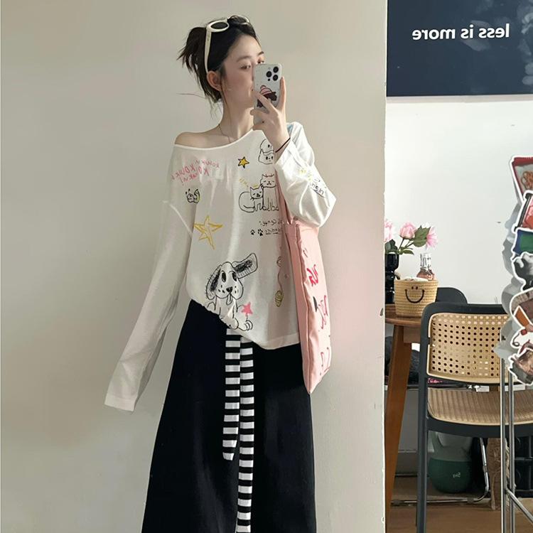 Painted Graffiti Micro-transparent Thin Sunscreen Blouse Long-sleeved T-shirt Women's 2026 New Summer Korean Beautiful Small Top