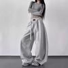 Unisex Retro Weite Beine Elastischer Bund Bodenlang Fließende Jogginghosen