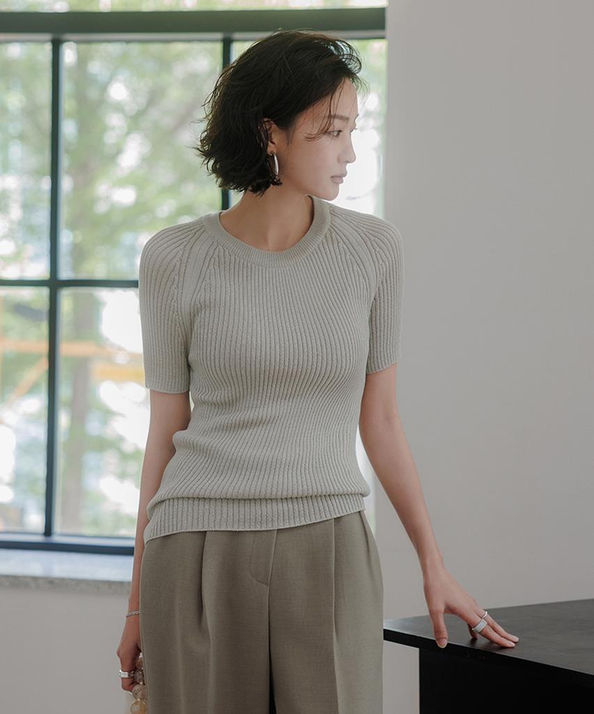 Memua Lena Raglan Ribbed Knit (Light Gray)