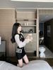 Women's Spicy Lace-up Puff Sleeve Patchwork Dress - Spring/Autumn Slim Fit Short Skirt