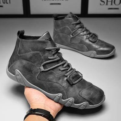 Men's Shoes Autumn and Winter High-top Outdoor Mountaineering Waterproof and Non-slip Leather Shoes Labor Insurance Tooling Martin Boots Trendy Shoe