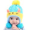 Winter Kleinkind Baby Jungen Mädchen Cartoon Strickmützen mit Ball Kinder Headwrap süße Katze Ohr Säuglingsmütze