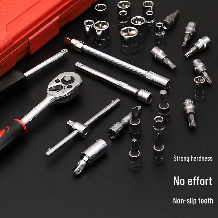 46-Piece 1/4 Inch Ratchet Socket Wrench Set, Chrome Vanadium for Auto Repair & Home Use