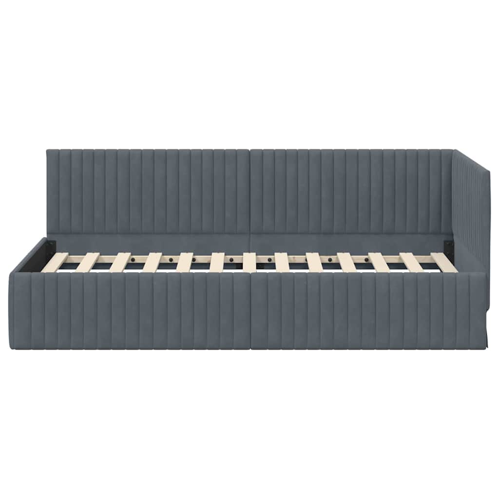 Corner Bed Frame with Headboard Dark Gray 90 Cm X 190 Cm Velvet