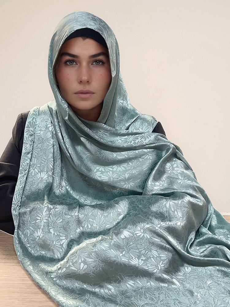 Elegant Women Silk Scarf Satin Solid Flower Wrap Shawl Sunscreen Bandana Hijab Mujer Scarve Pareo Beach Boho Headscarf Sweet New