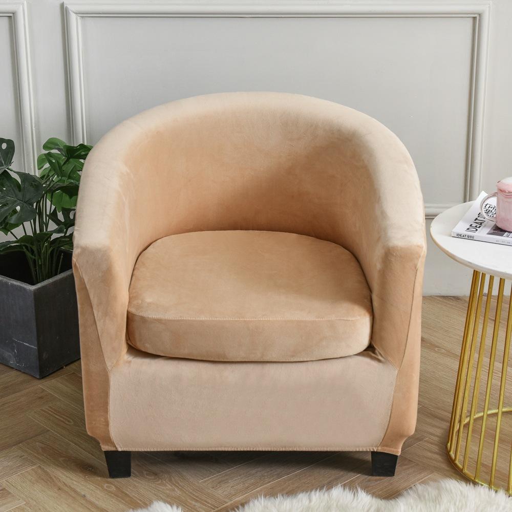 Velvet Club Chair Cover 2pcs/Set Tub Sofa Cover Small Round Sofa Slipcovers for Living Room Couch Cover With Seat Cushion Covers