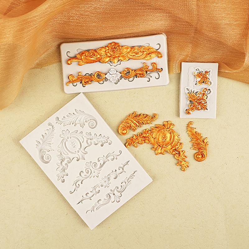 1/5Pcs Baroque Silicone Mold Diy Baroque Border Mold Baroque Silicone Mold Border Molds For Cake Fondant Trim Decoration