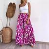 Summer women's loose and casual Bohemian printed wide leg pants with flared pants