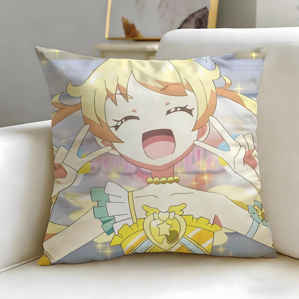 Idol Anime Kiratto Pri Chan Cushion Cover Soft  EasyWash Pillow Case  Versatile for Couch Bed Travel and Office