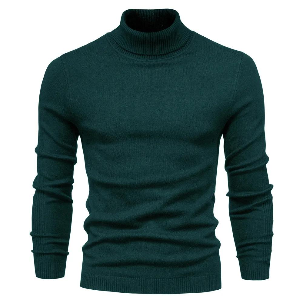 Højhalset Herre Afslappet Flerfarvet Behagelig Strikket Sweater Ny Efterårs- og Vinter Afslappet Herre Ensfarvet Pullover Sweater