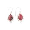 Natural Rhodonite Gemstone 925 Sterling Silver Jewelry Handcrafted Earrings 1.6" EE-163-25