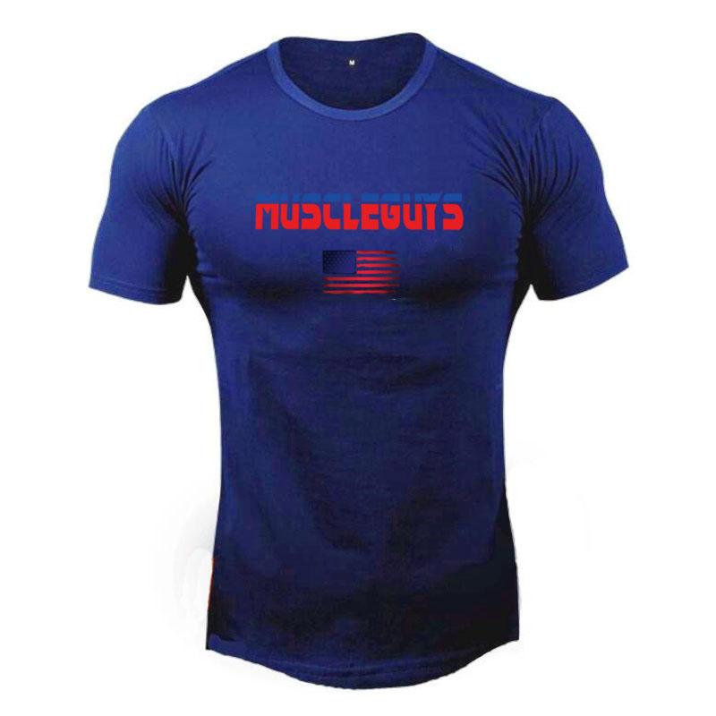 Summer Cotton Sports T-Shirts Mens Slim Fit Gym Fitness Male T Shirt Casual Running Bodybuilding Man Jogging Workout Clothing