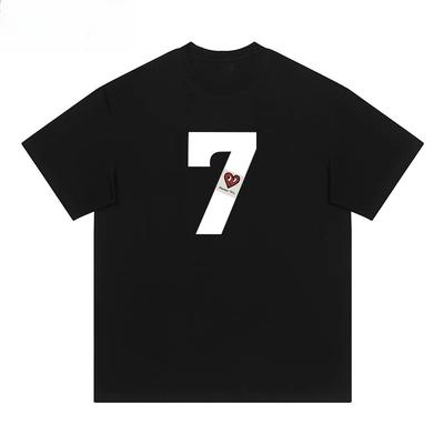 Charles Heart-shaped Digital Life Lucky Number Short-sleeved T-shirt for Men 2025 Summer New Style Loose Pure Cotton Couple