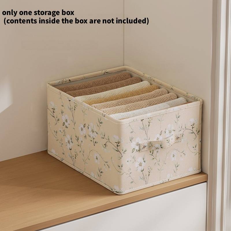 Printed Fabric Storage Box With Foldable Design For Closet Organization And Laundry Use