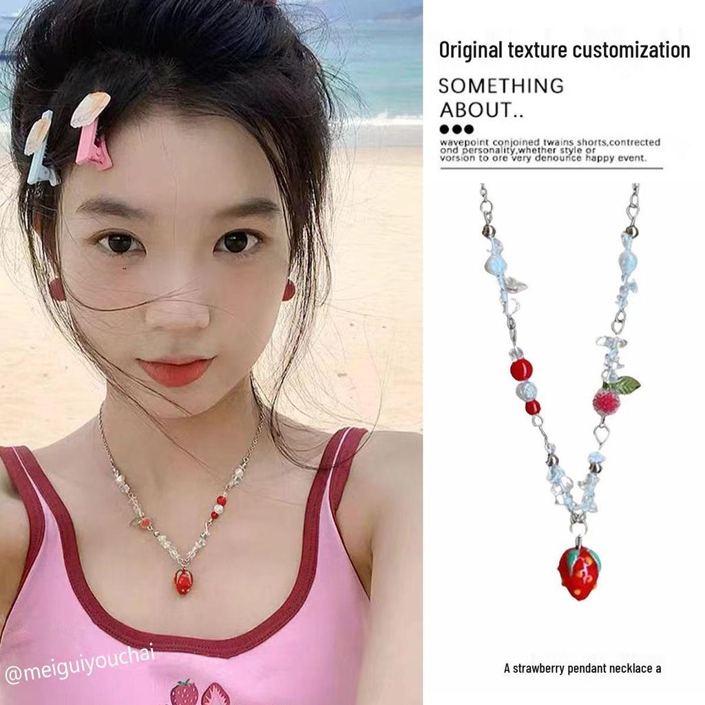 Dopamine Necklace: Candy-Colored Beaded Clavicle Design for Women - Sweet & Cool Internet Celebrity Jewelry