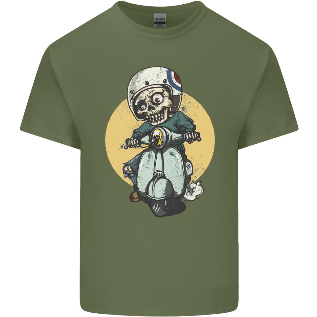 Mod Scooter Moped Skull Unisexs Light Cotton TShirt