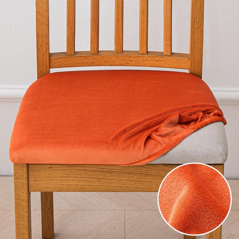 Velvet Stretch Fit Chair Seat Covers,Soft Solid Color Dining Chair Cover Removable Washable Chair Protector for Kitchen, Hotel