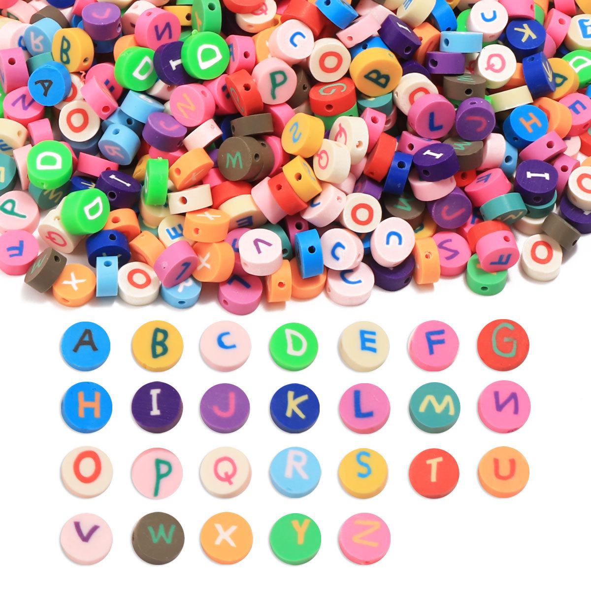 

100pcs Mixed Color Alphabet Polymer Clay Beads for Bracelet Crafting RT006