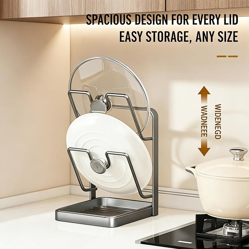 Kitchen Pot Cover Spatula Holder Storage Rack Cutting Board Drain Multi-functional Household Countertop Chopping Board Shelf