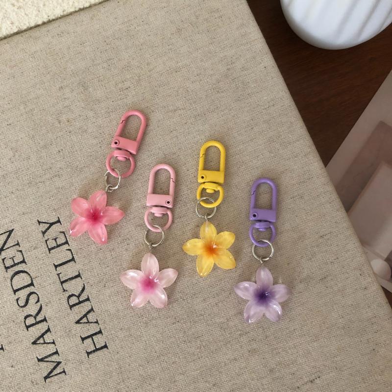 Transparent Floral Keychain Cute Aesthetic Multi-Purpose Key Holder Bag Earphone Case Charm Accessories for Women Girls