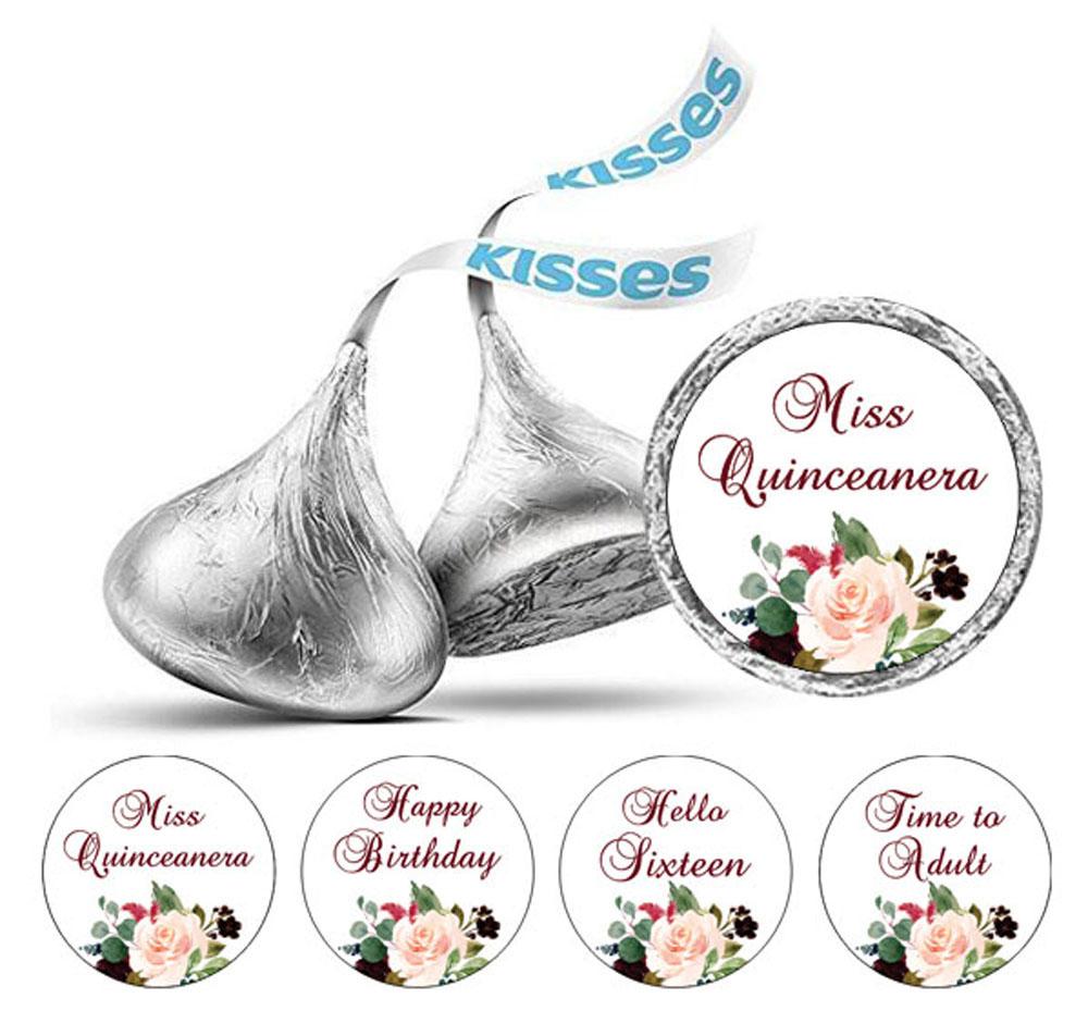 Darling Souvenir Floral Quinceanera Stickers Chocolate Candy Labels 190 Pcs DIY