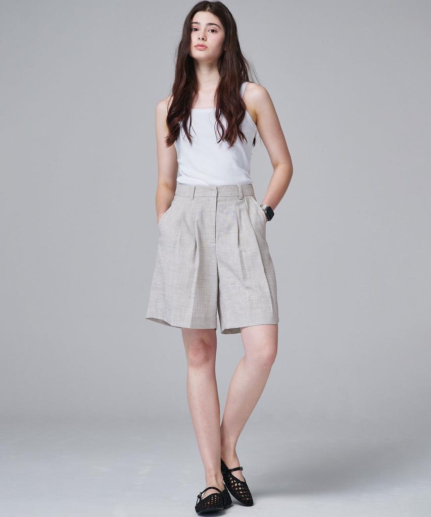 MALOUPE 2208 Lightweight Double-Pleat Half Pants (Beige)