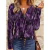 Elegant And Casual Style Featuring Zebra Texture Elements In a Printed Pattern, Marked for Women'S Round-Neck Zip-Up Long Sleeves