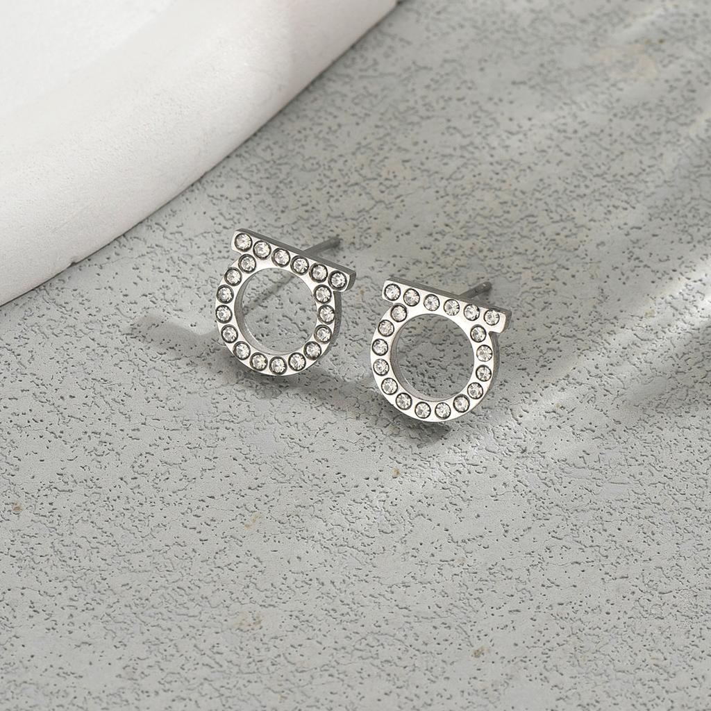 Simple Smooth / Shiny Crystal Small Stud Earrings Silver/Gold Color Tiny Posting Earrings Women's Minimalist Luxury Jewelry