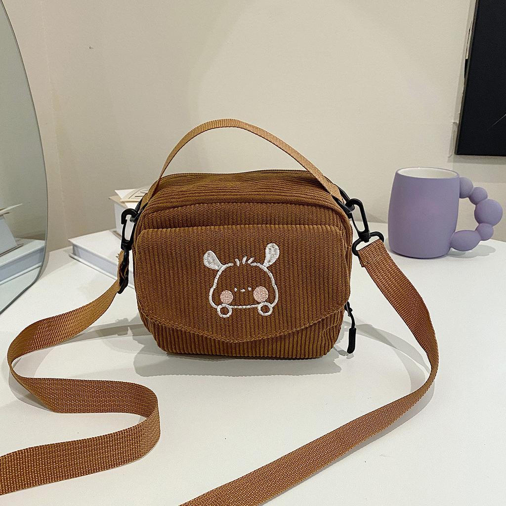 Personalizovaný plyšový medvídek vyšívaná diagonální taška přes rameno manšestrová volnočasová taška DÁMSKÁ crossbody taška