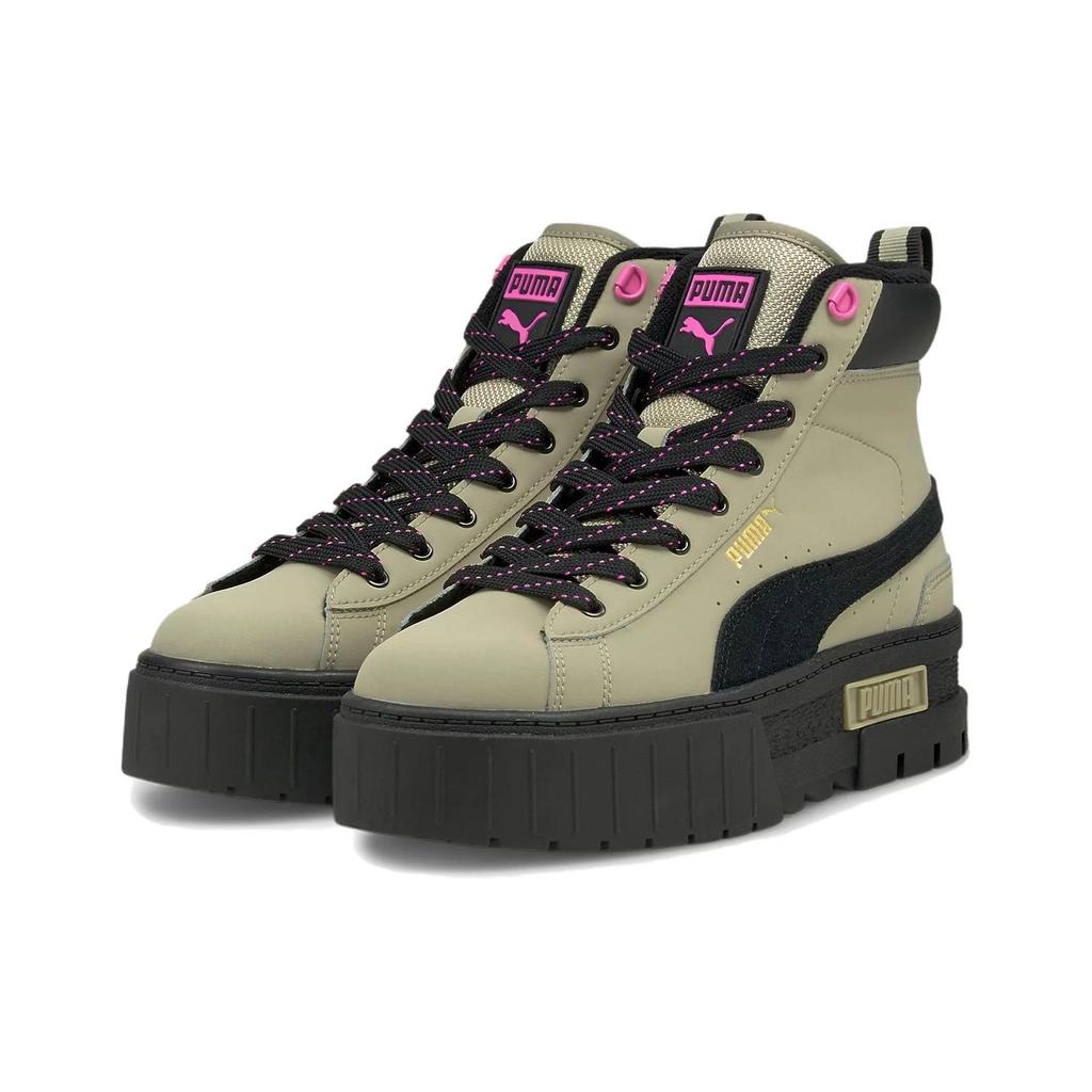 Puma Mayze Retro Casual Protiskluzové Tlumící Nárazy Odolné Lehké Prodyšné Polovysoké Tenisky Dámské Tenisky Khaki 381888-01