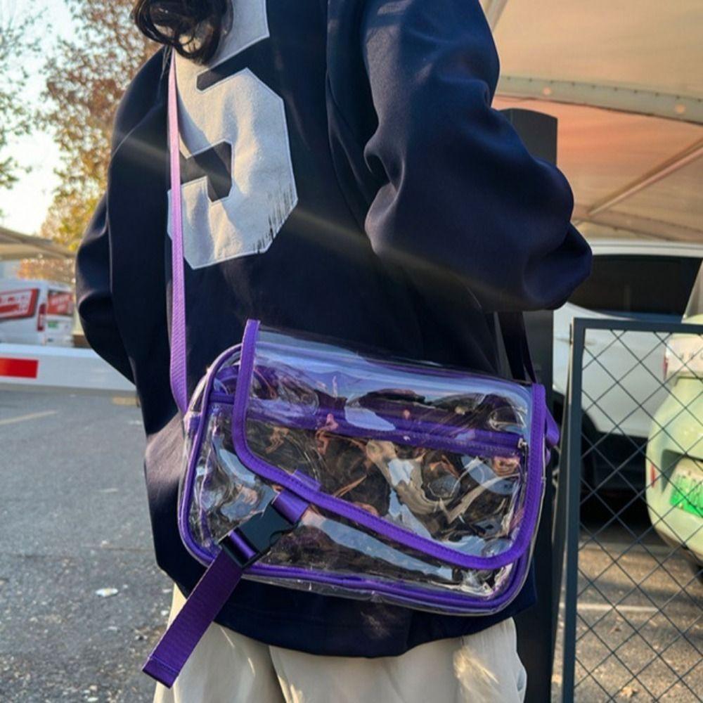 Zipper Shoulder Bag Transparent Tote Handbag Trendy Crossbody Bag  Travel