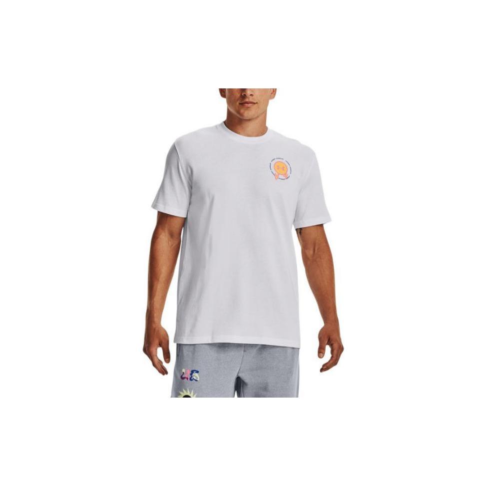 Under Armour T Shirts Men's White Crew Neck Moderate Straight Fit 1373998-100