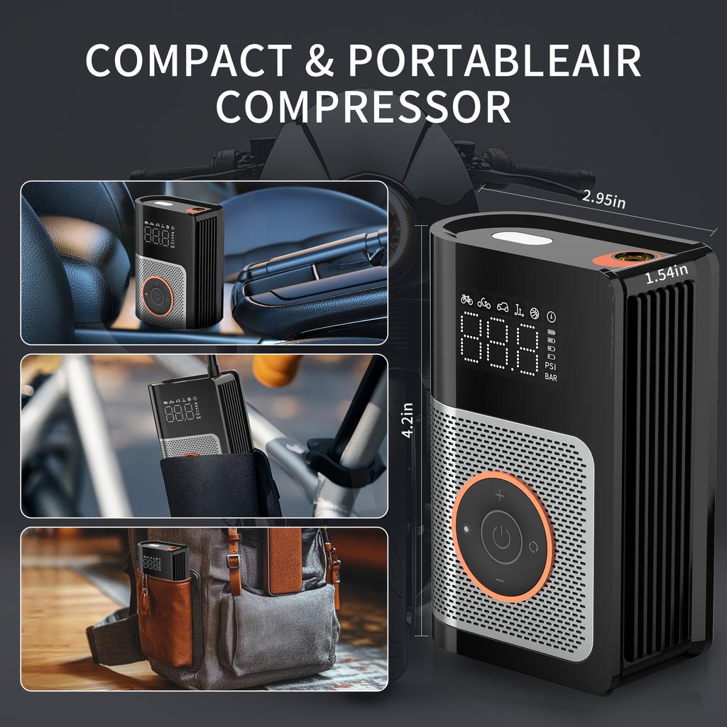 Portable Car Air Pump Electric Tire Inflator Intelligent Digital Display Tire Inflator For Car Motorcycle Bicycle Air Compressor
