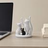 Yousheng Cute Cat Family Figurine, 3D Printed Cat Parents And Kitten Sculpture, Modern Tabletop Cat Ornament, Gift for Cat Lovers