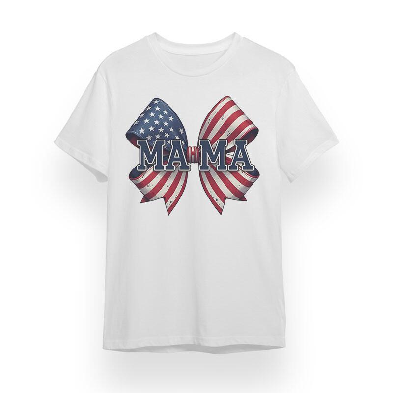 Men's T-shirt With Patriotic Bow Tie Motherhood Unisex White Cotton Oversize Tee