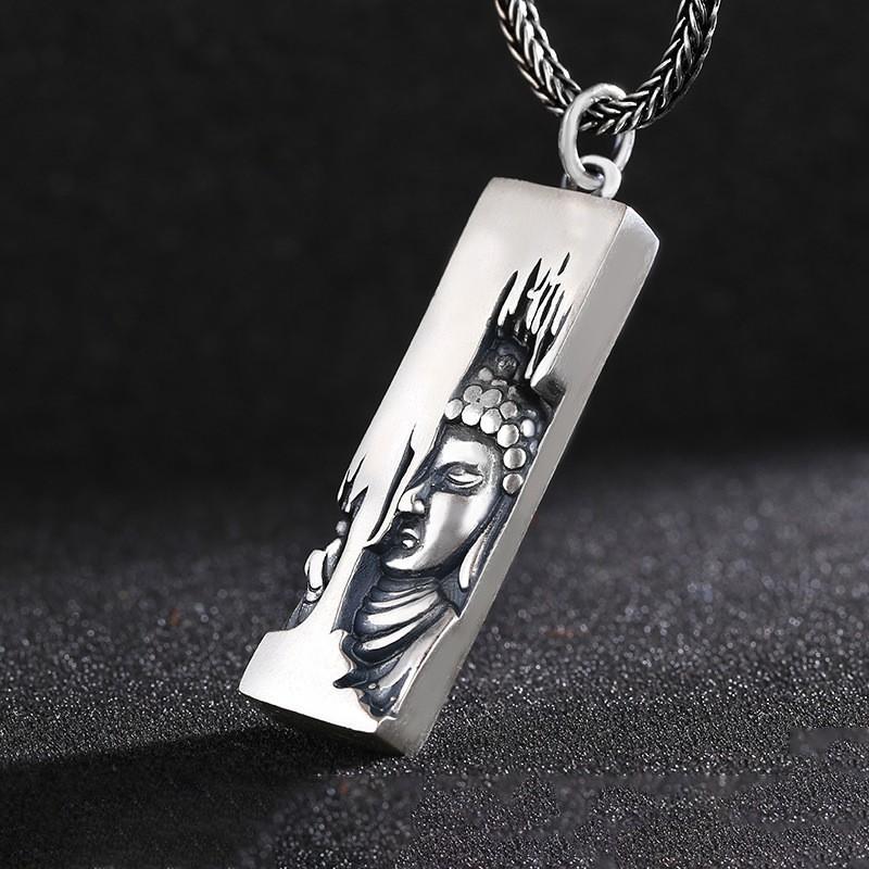 Copper Amida Buddha Pendant Necklace Men Women Chic Geometric Style With Leather Cord Or Chain Options