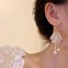 Super Fairy Petal Pearl Temperament Long Fringed Earrings New Niche Design Exquisite Versatile Unique Earrings