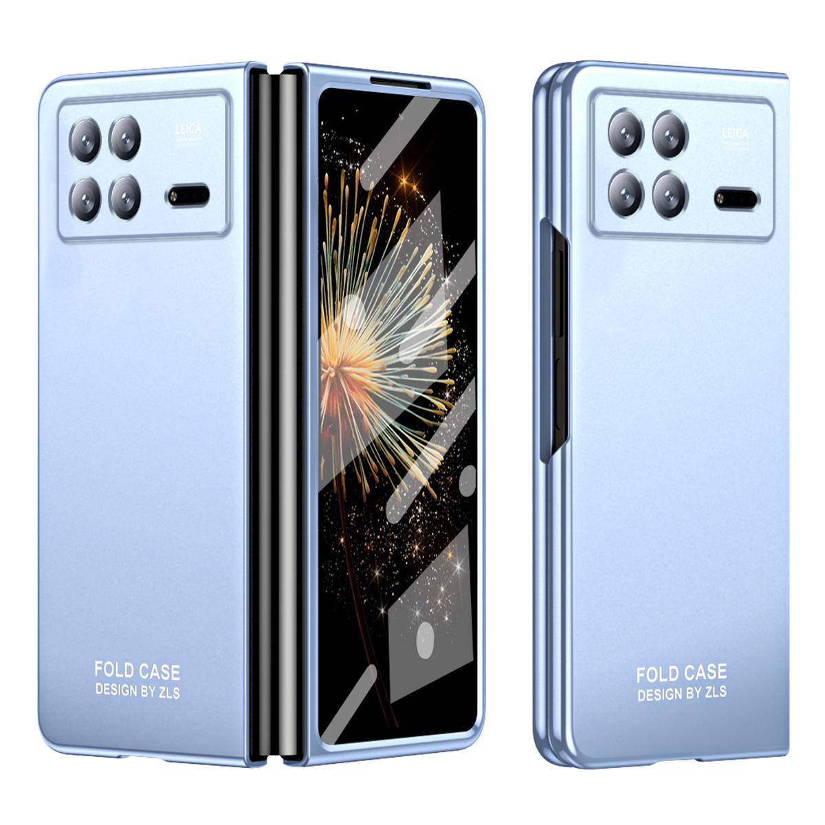 

For Xiaomi Mix Fold 3 5G Hard PC Phone Protection Case Shock-Absorption Cover with Tempered Glass Film Blue