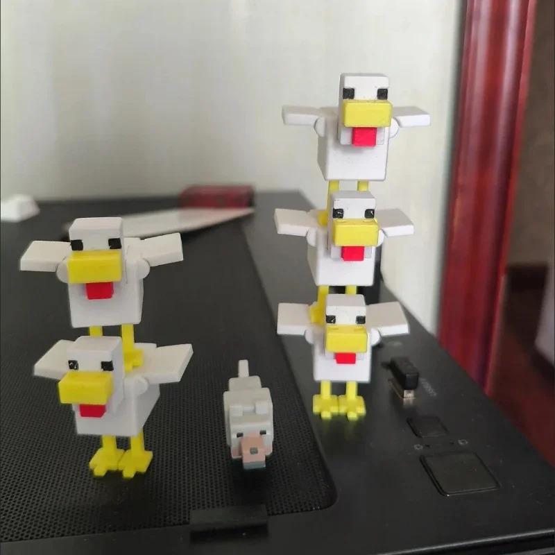 3D Printed Charming Fox Chicken Toys Movable Model Crafts Ornaments Home Desktop Decoration Figurines Statue Gifts