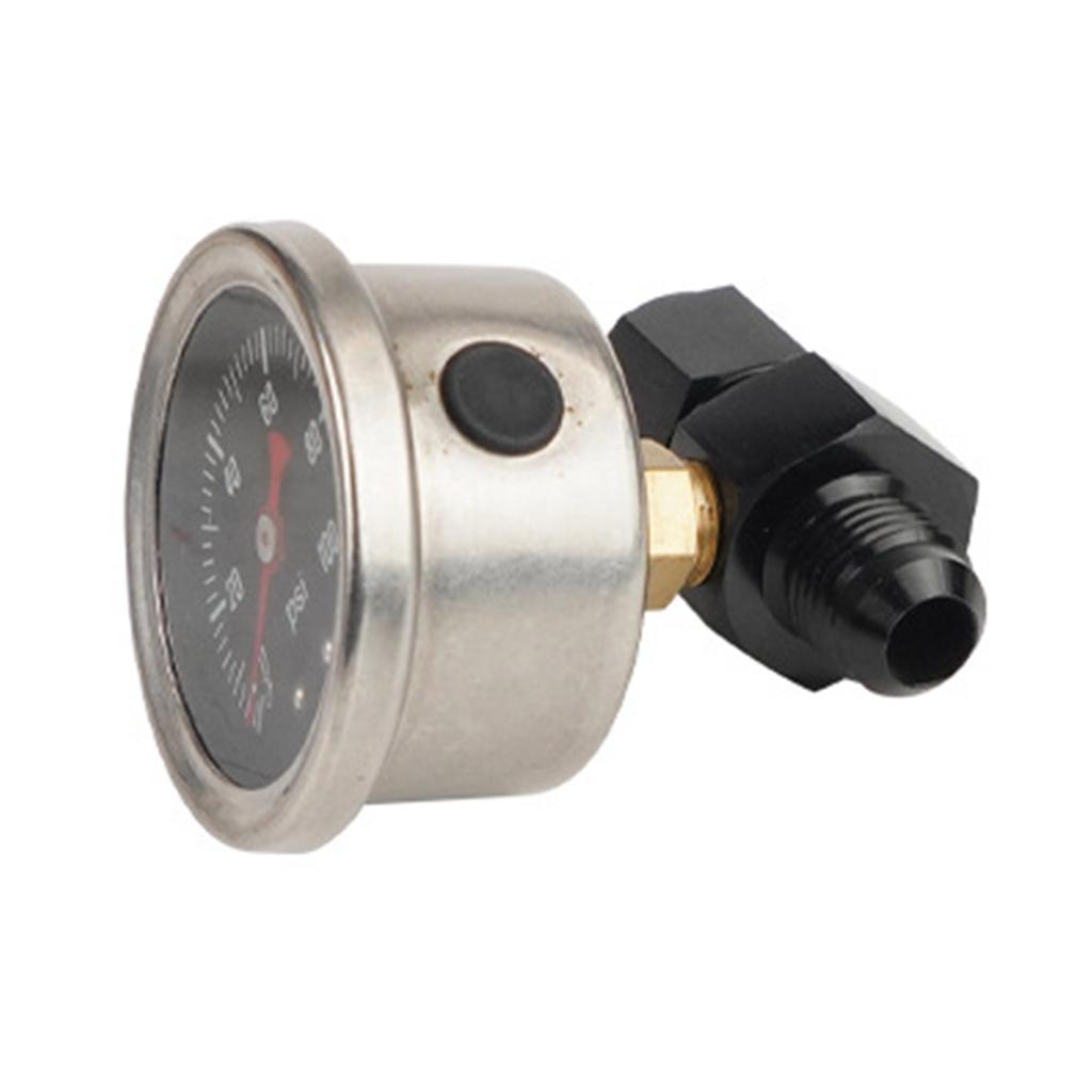 Fuel Pressure Gauge with 4AN Fuel Pressure Take Off Fitting, 0-100Psi, 1-1/2" Black Dial, 1/8"NPT Center Back Mount