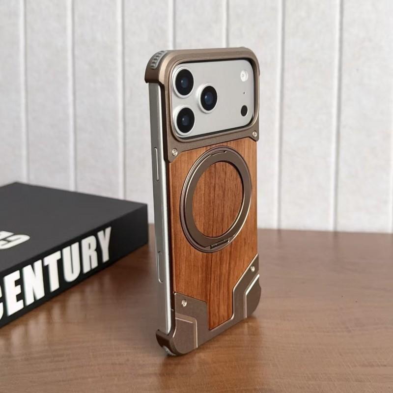 Magnetic Metal Phone Case With Built-in Kickstand IPhone 16 Pro Max 17 15 Aluminum Armor Cover