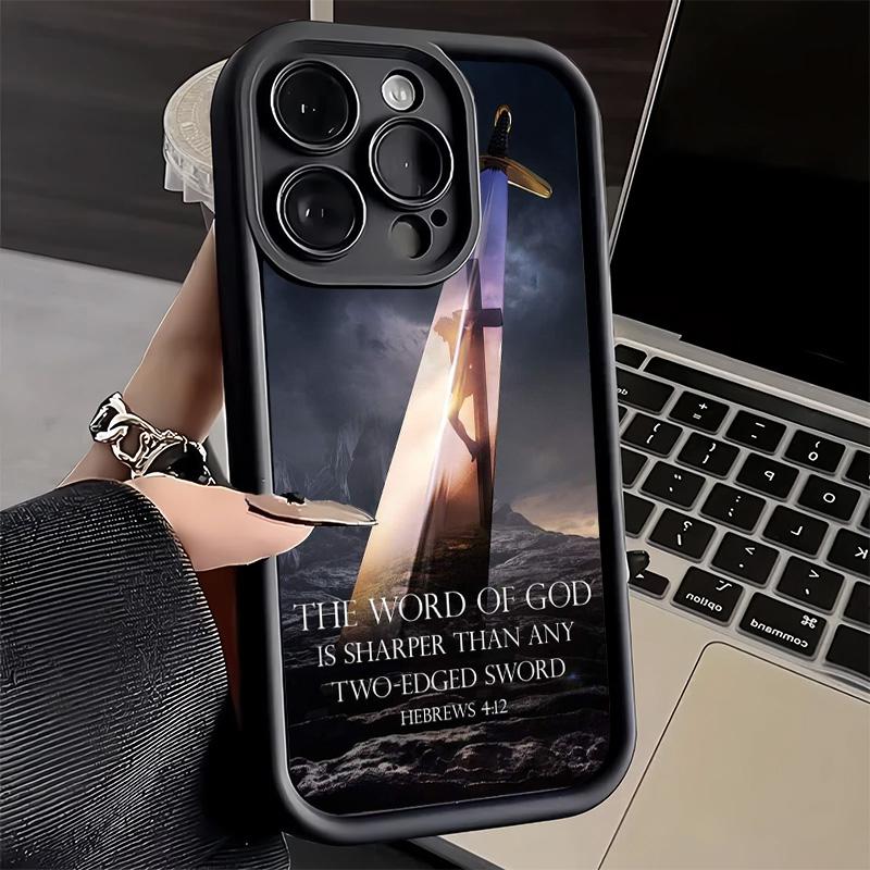 Phone Case for iPhone 17 Air 16E 15 16 Pro Max God Jesus Pray Cross Bible Cover 14 Plus 13 12 Mini Soft Shell Silicone Fundas