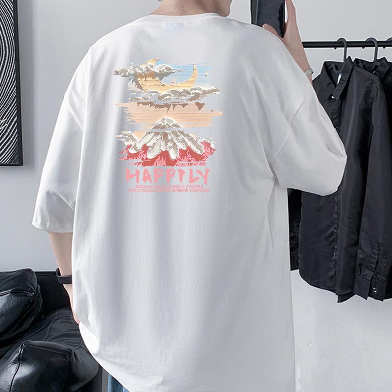

Мужская футболка оверсайз с заниженной линией плеча «Гора Фудзи» 100% хлопок уличная футболка XXXL белый