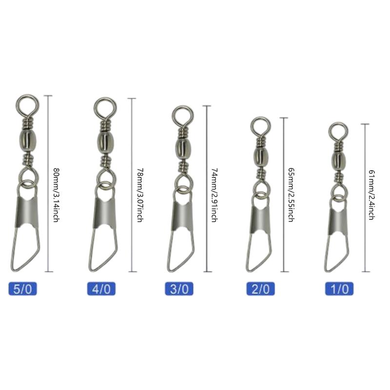 Brass Barrels Snap Swivels Rolling Balls Bearing Barrels Swivels with Safety Snap Fishing Tackle Fishing Line Connector
