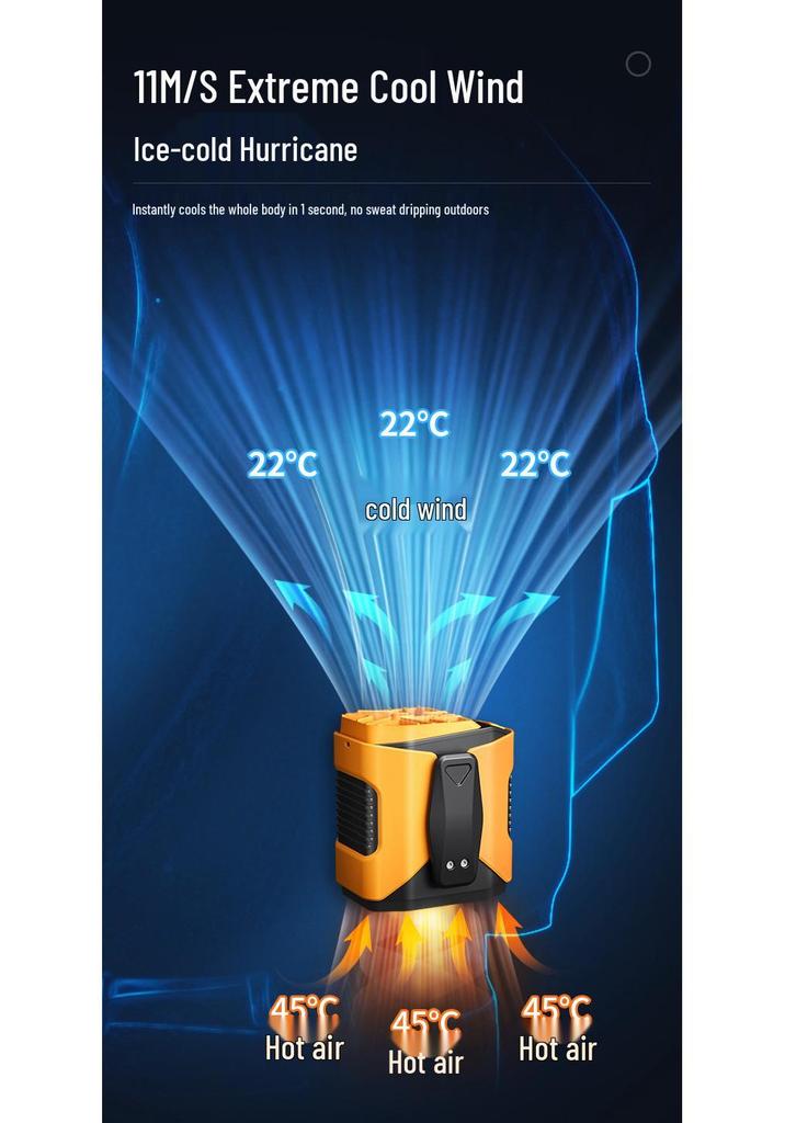 Portable Rechargeable Neck and Waist Fan with Large Capacity, Outdoor Lighting, and Long Battery Life