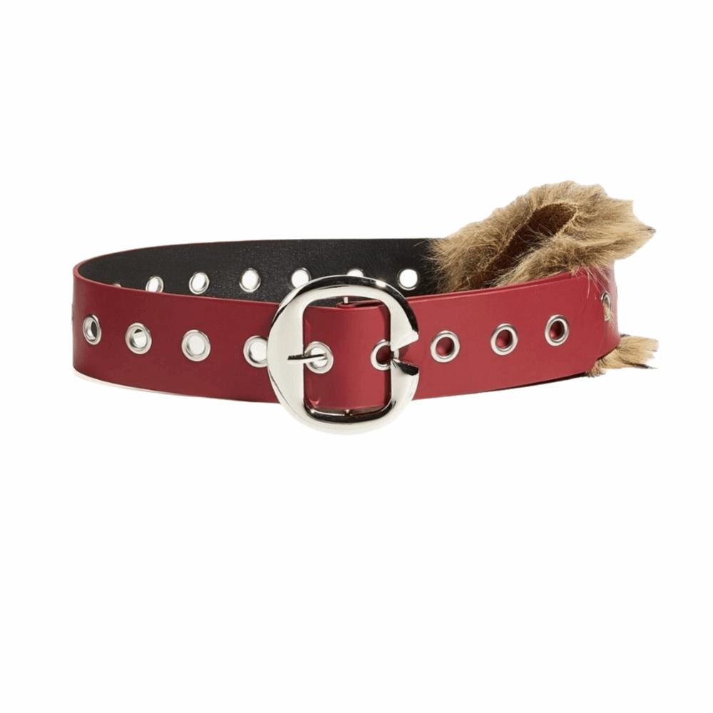 Metal Buckle Punk Style Belt Western Style Plush Belt Fashion Leather Fur Belt  Pants Accessories