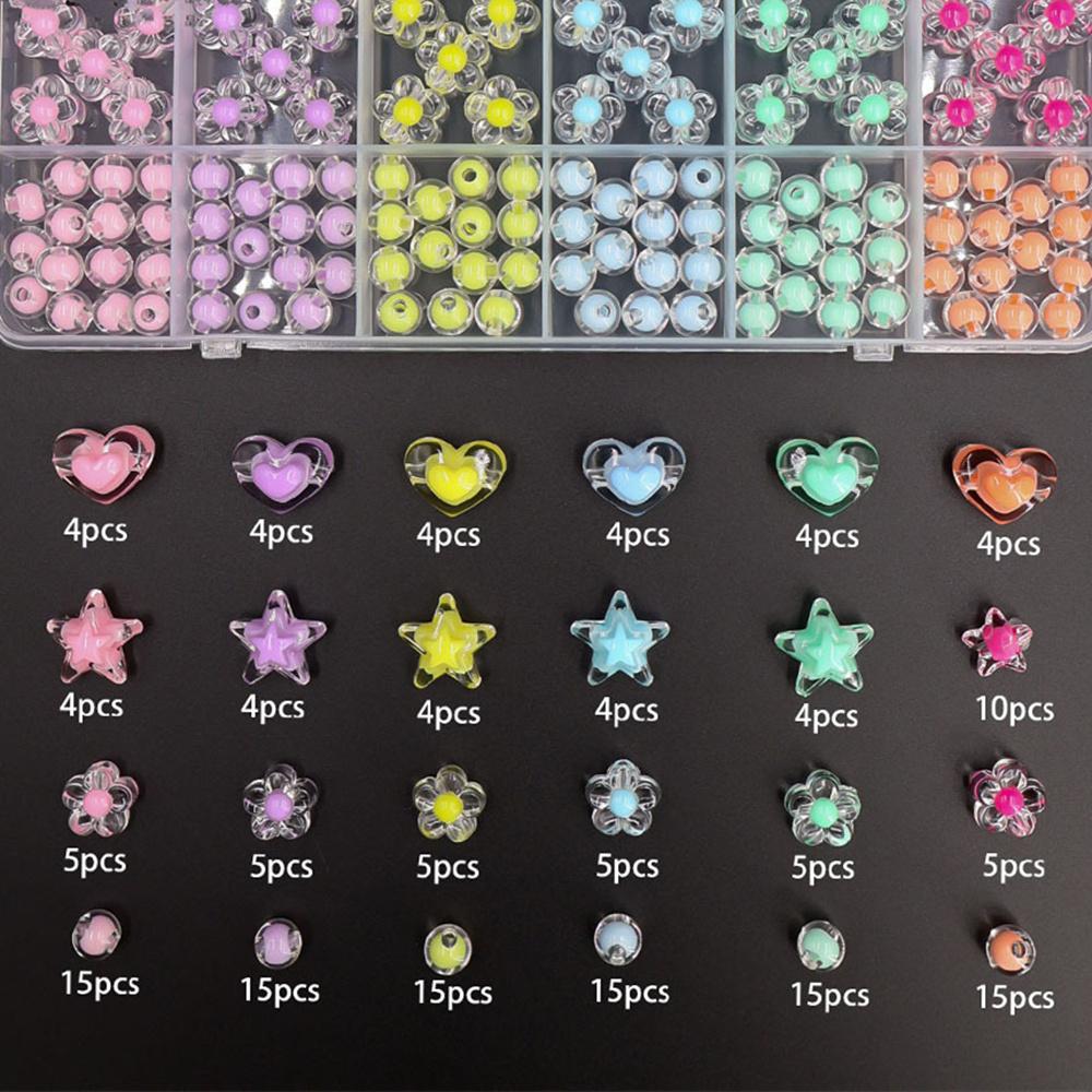 174pcs Acrylic Beads Flower Round Spacer Loose Beads Kit For Bracelet Necklace Jewelry Making Accessories
