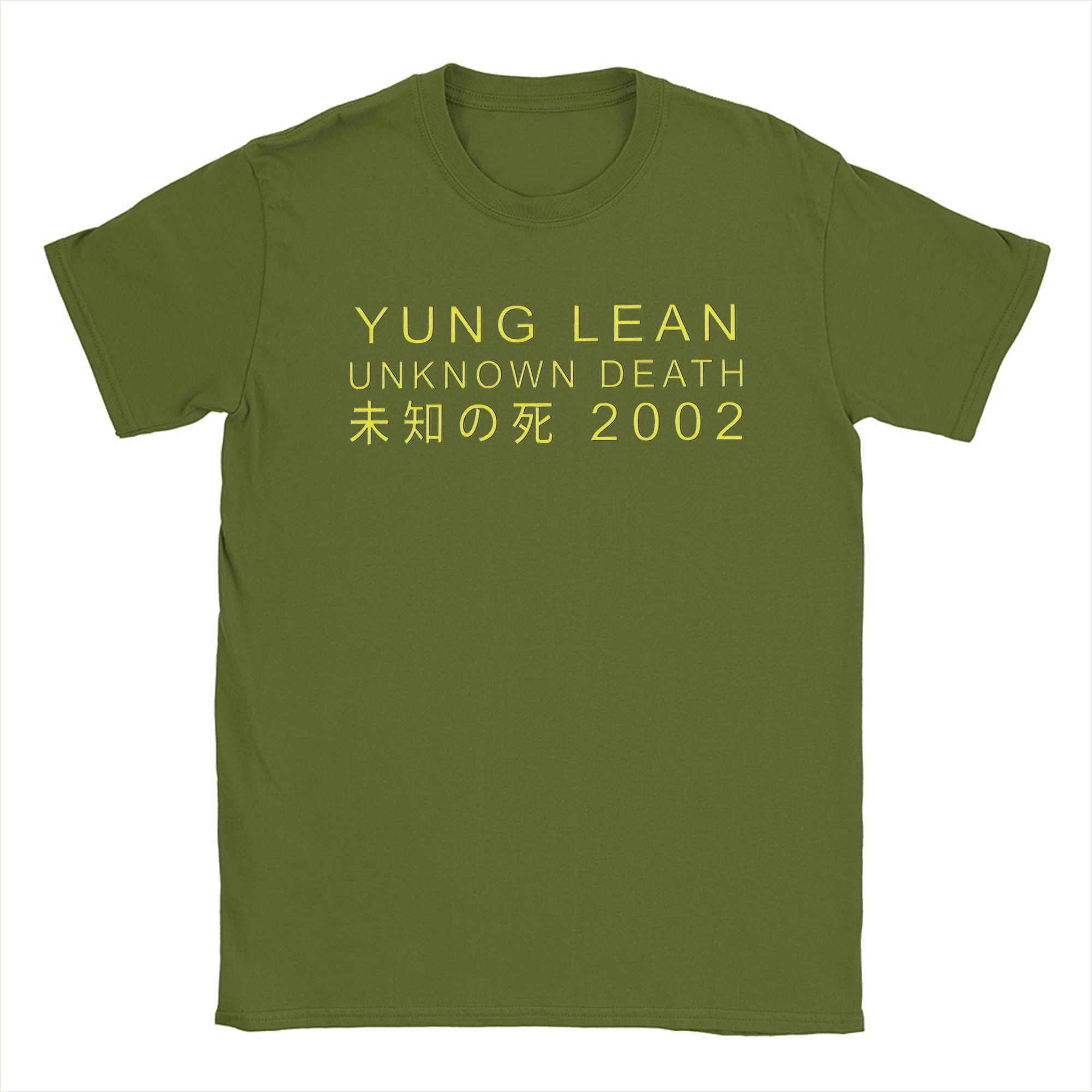

Yung Lean Unknown Death 2002 Жовті футболки Чоловічі Бавовняні Вінтажні Футболки Круглий Виріз Тур Альбому Футболка Короткий Рукав Одяг Великого Розміру XXXXL армія зелений колір