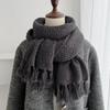 Premium autumn and winter waffle scarf women's fringed edge solid color daily versatile shawl with warm scarf