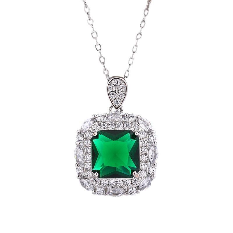 Simulation Copper Bottom Main Stone Color Treasure Set Women'S Light Luxury Necklace Gold-Plated Wind Simple Artificial Crystal Commute